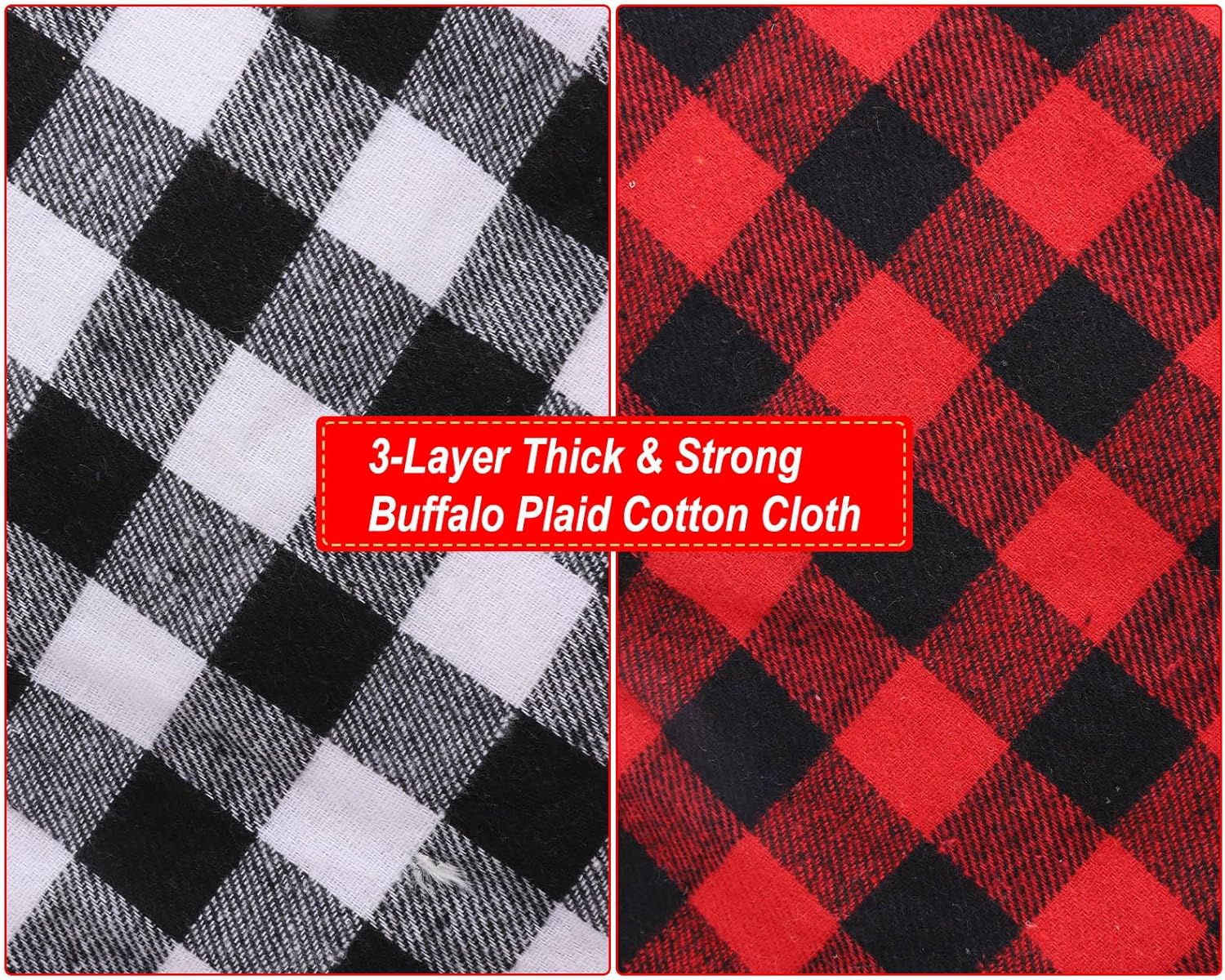 Anntool 2 Pcs Buffalo Plaid Christmas Gnome Stockings, 19 Inch Large Size Cotton Checkered Fireplace Hanging Stockings with Faux Plush Cuff, 3D Gnomes Ornaments Candy Gift Bags for Home Decor