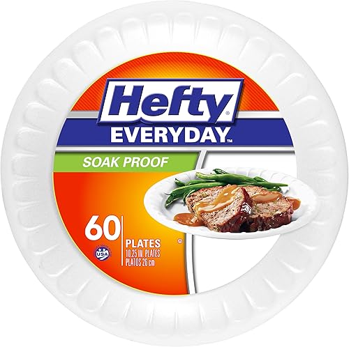 Miniatura 3 de Hefty Everyday - Platos de espuma para aperitivos, redondos de 7 pulgadas, 54 unidades (paquete de 8), 432 en total