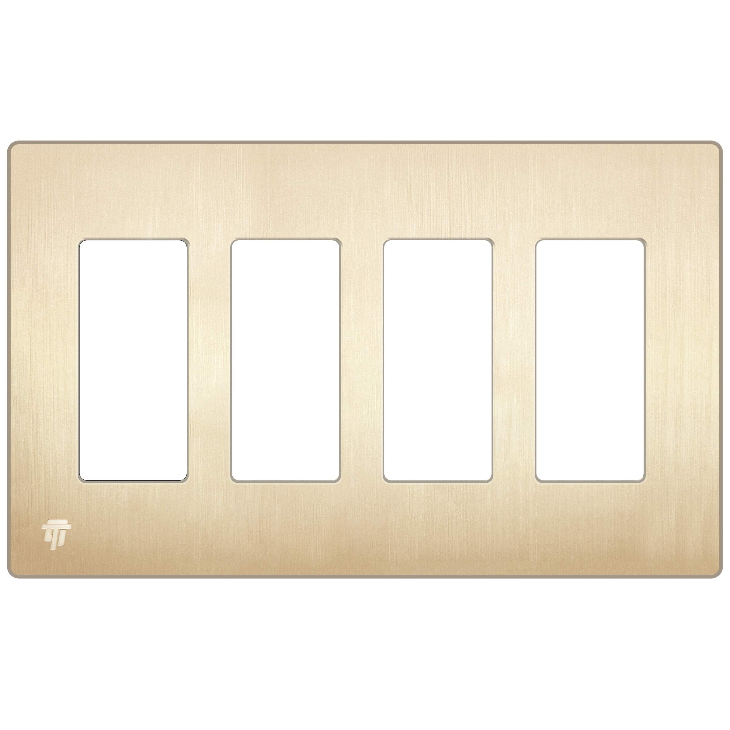 ENERLITES Elite Series Screwless Decorator Wall Plate Child Safe Outlet Cover, Gloss Finish, Size 4-Gang 4.68" H x 8.30" L, Unbreakable Polycarbonate Thermoplastic, SI8834-BGD, Brushed Gold