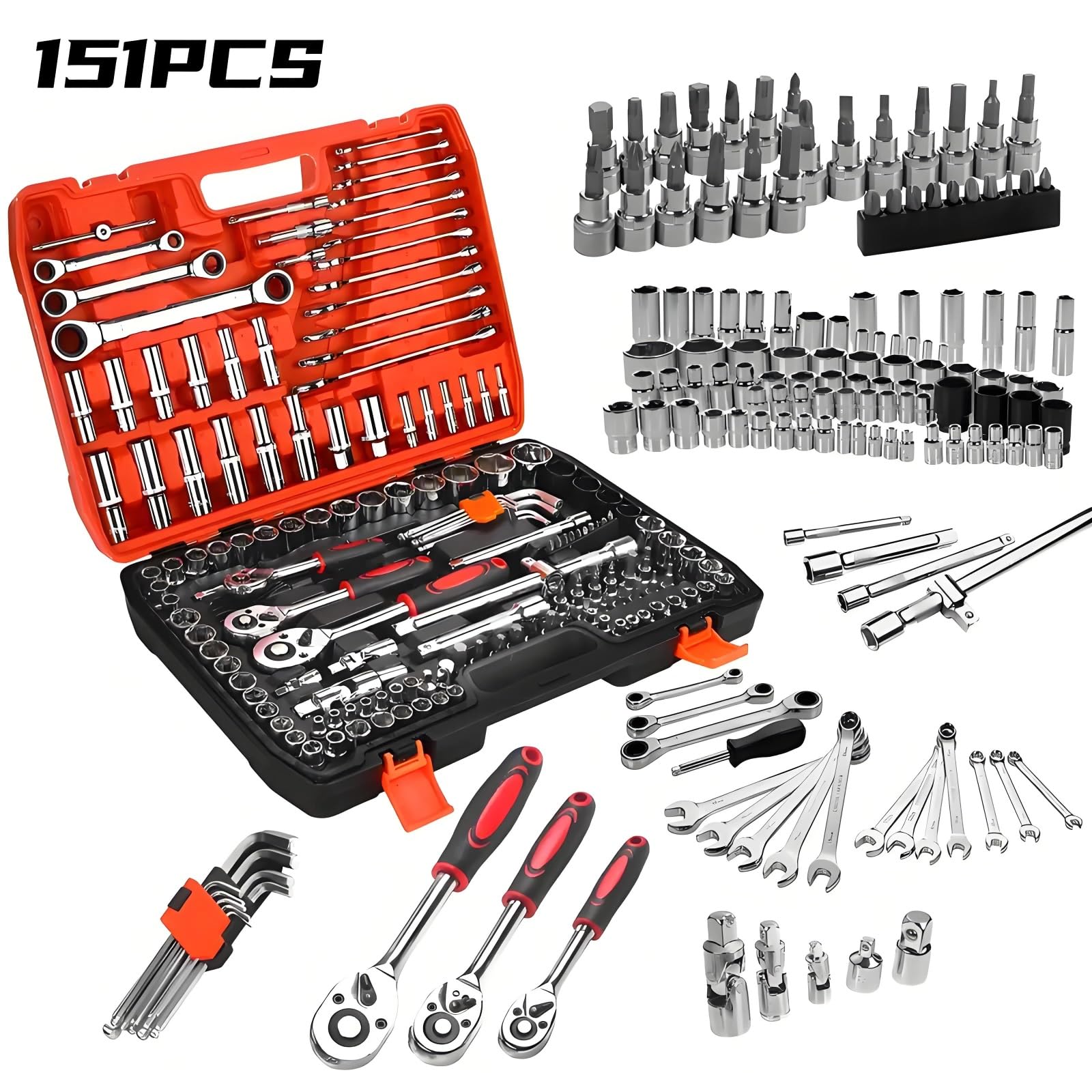 Set attrezzi da officina Kit Da 151 Pezzi Per Auto Bicicletta E Moto Set Di Strumenti Automobilistici Strumento A Cricchetto E Custodia Set Di Chiavi A Cricchetto