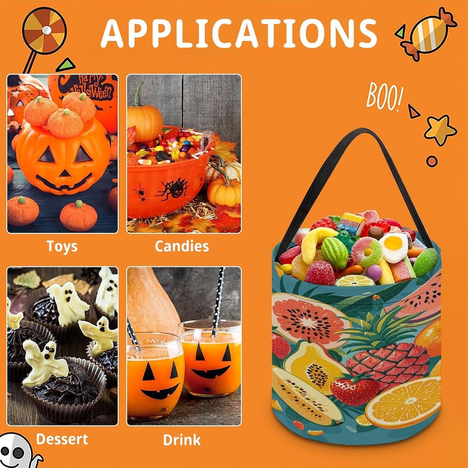 Tropical Fruit Paradise Halloween Tote Treat Bag for Trick Or Treat image 3