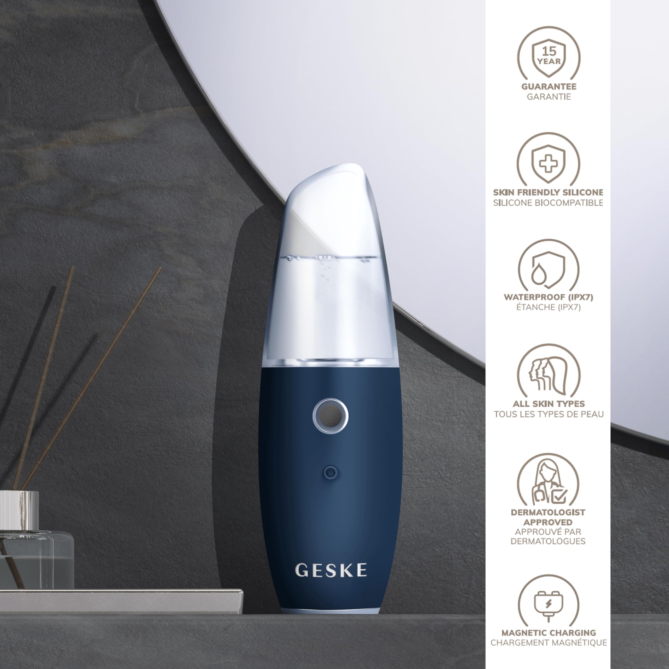 GESKE Facial Hydration Refresher | 4 in 1| Vaporisateur facial | SmartAppGuided™ | Atomiseur d'eau | Vaporisation d'eau | Brumisateur facial | Nettoyage visage | Cosmétiques
