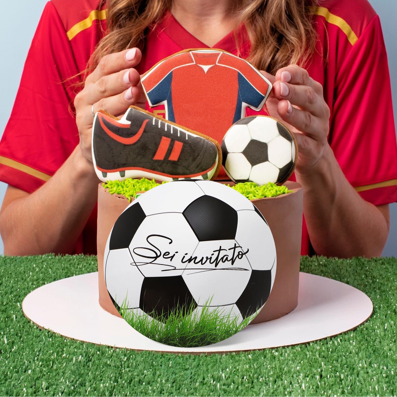 Inviti Compleanno Bambino Calcio - 32 Biglietti Rotondi Tema Football Per Feste - Foto 9