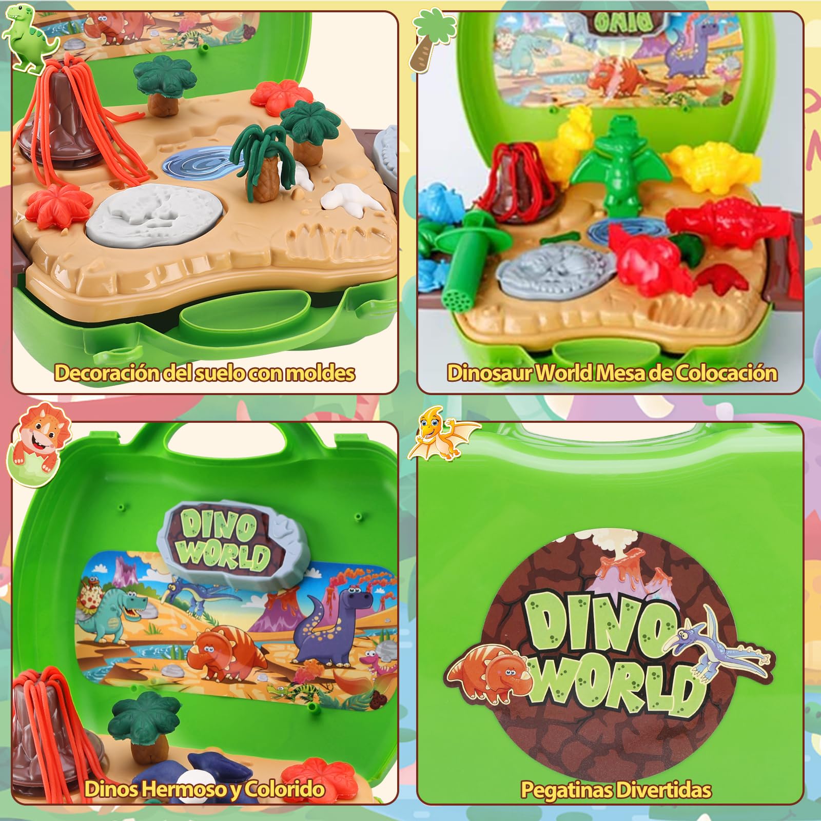 VBACALA Set de Plastilina de Dinosaurios para Niños + Accesorios,Juego Creativo con Accesorios de Plastilina,Herramientas y Dinosaurio Moldes,Juguete Educativo Seguro Partir de 3 Años