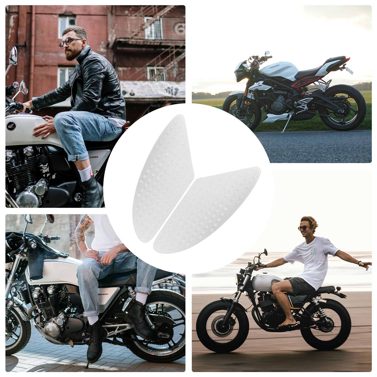 Naklejka na bak motocyklowy, ochrona baku, z boku, uniwersalna podkładka na bak motocyklowy, guma 3D, przezroczyste, antypoślizgowe podkładki, pasuje do Honda, Kawasaki, Yamaha