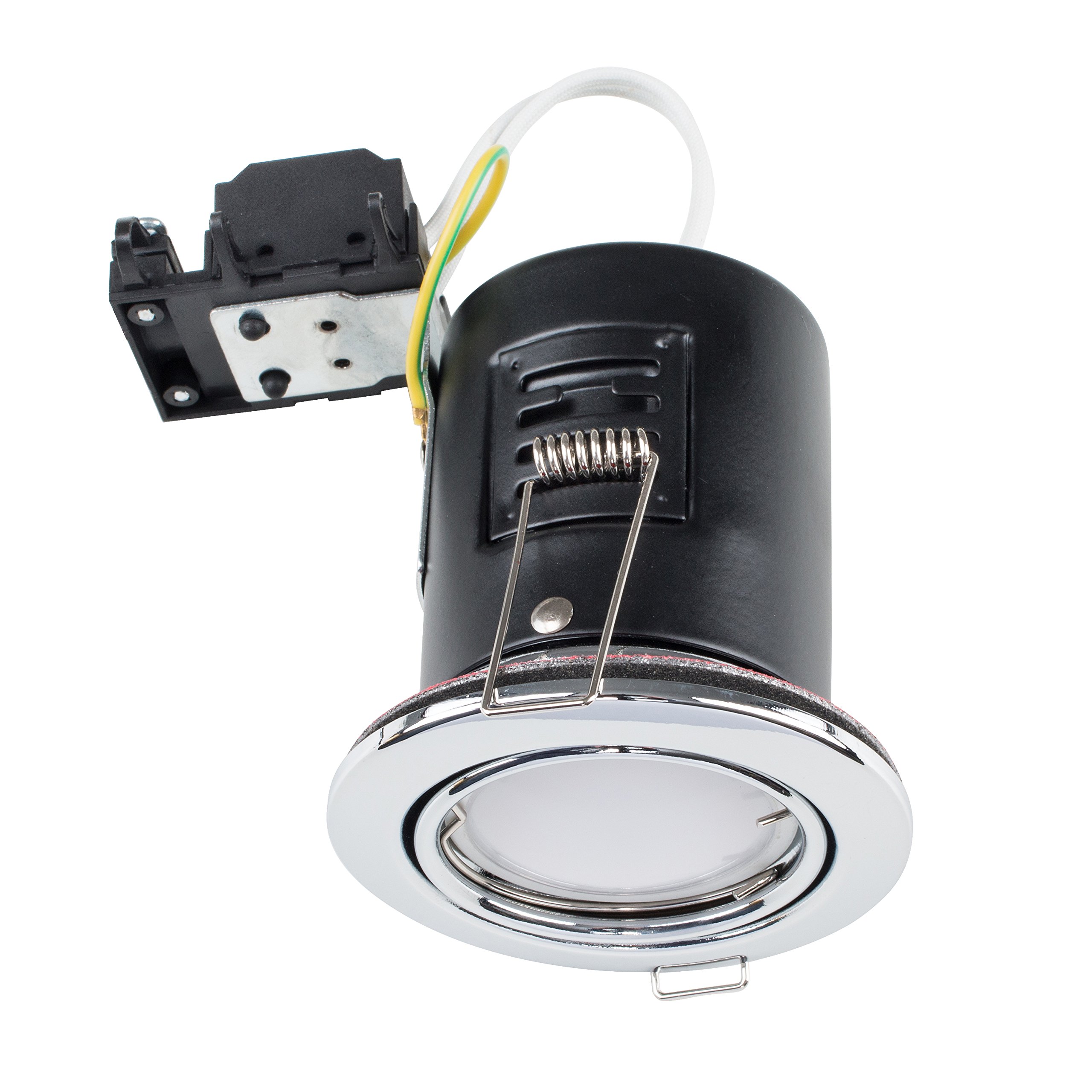 MiniSun | Fire Rated Polished Chrome Tiltable GU10 Recessed Ceiling Downlights | Ceiling Spots, Home Décor & Improvement Essential | Mains Wired