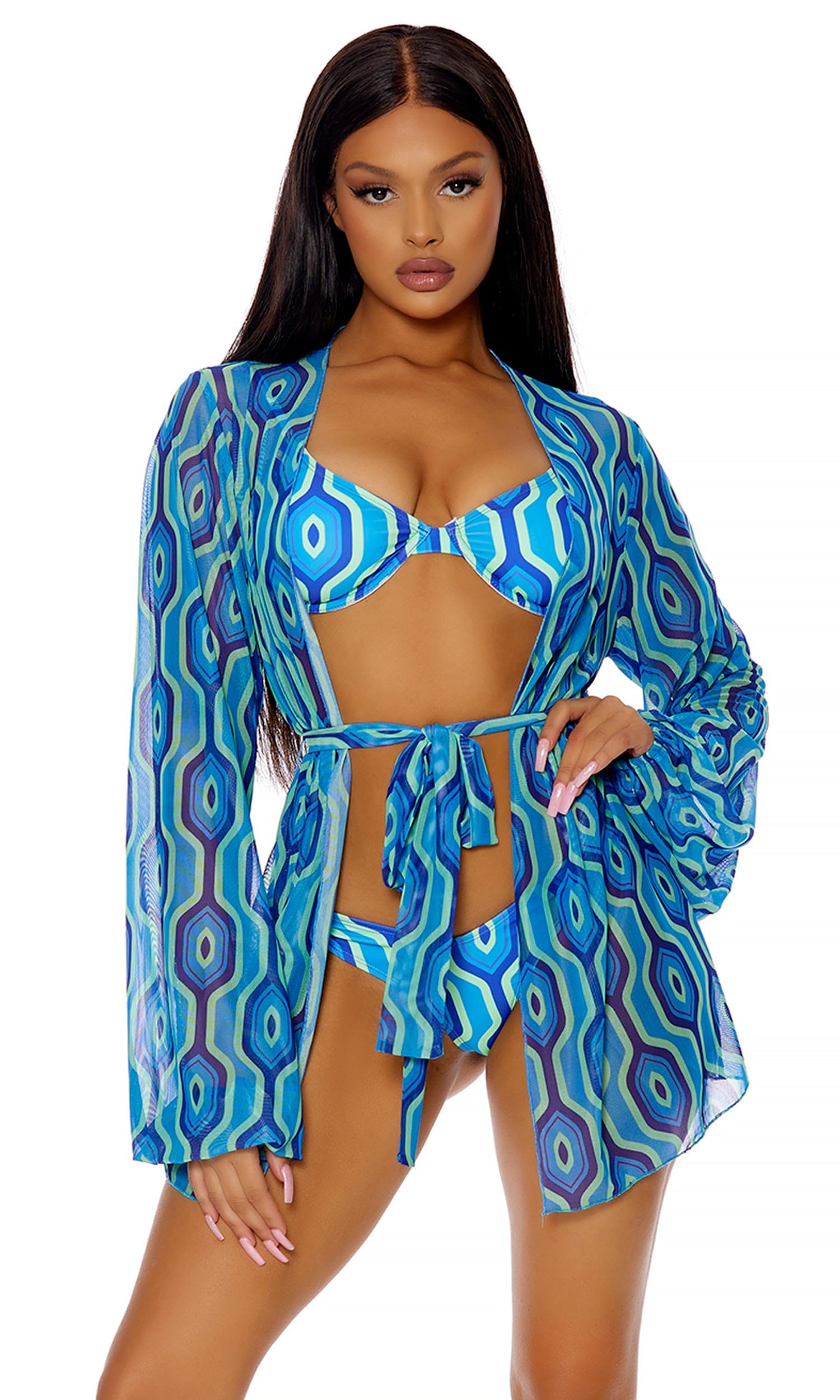 Forplay Cover Me-Kimono A Rete Corta Copricostume Donna