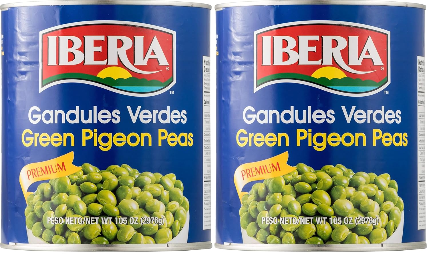 Iberia Green Pigeon Peas, 105 Oz (Pack of 2)