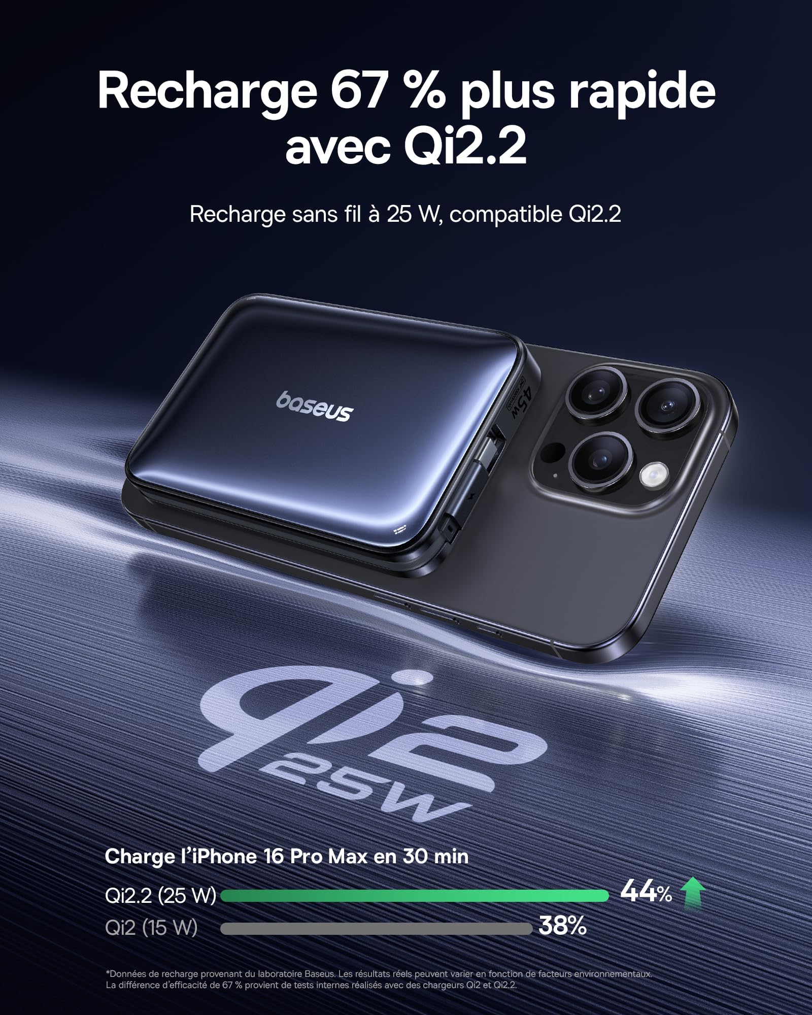 Baseus PicoGo Qi2.2 Certifiée Batterie Externe Magsafe, PD USB-C 45W, Power Bank Magnétique sans Fil 25W, Batteria Magsafe 2 * 5000mAh Compatibile avec iPhone 17/16/15/14/13/12/Pro/Pro Max Series
