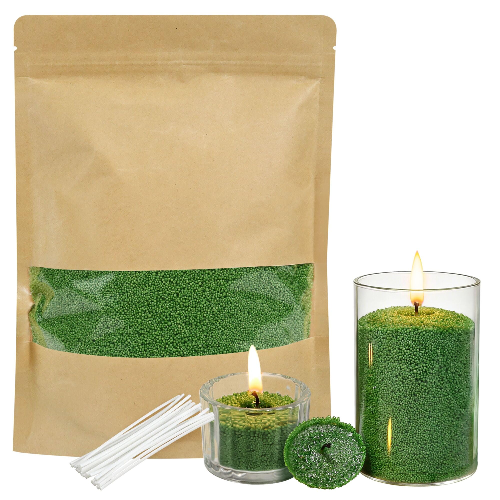 500g Jasmine Scented Candle Sand and Wicks,Candle Beads, Pearled Candle, Candle Making Supplies to Make Your Own Sand Candle, Sand Wax Candle Granules + 20 Candle Wicks