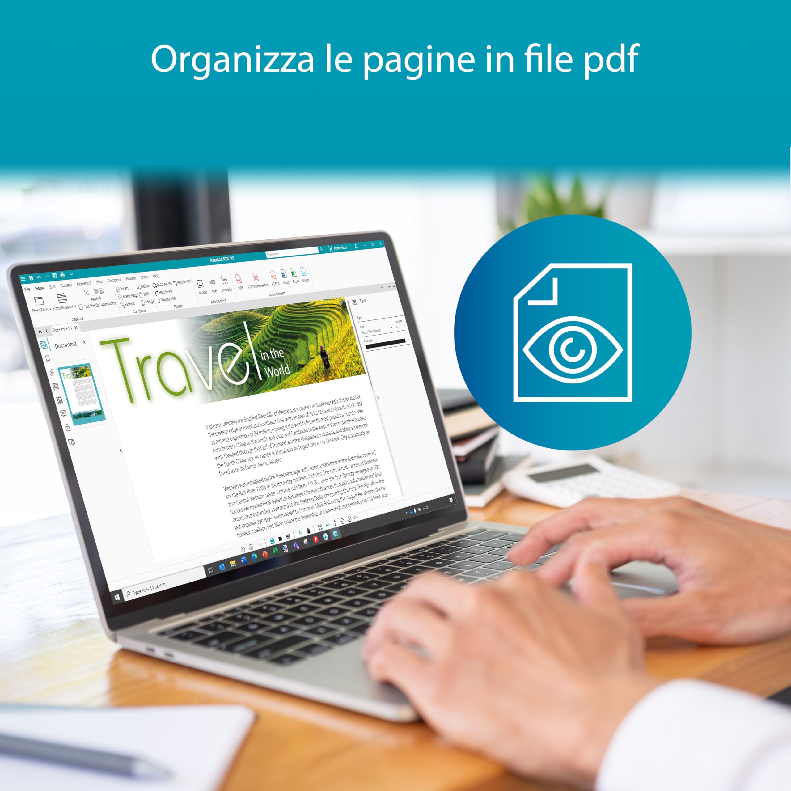 Readiris PDF Business : software 1 Licenza a Vita, PREMIUM PDF Editor Professionale – Modifica, Proteggi, Annota, Converti to office 365, Compila e Firma PDF - 1 Windows PC / 1 Utente/