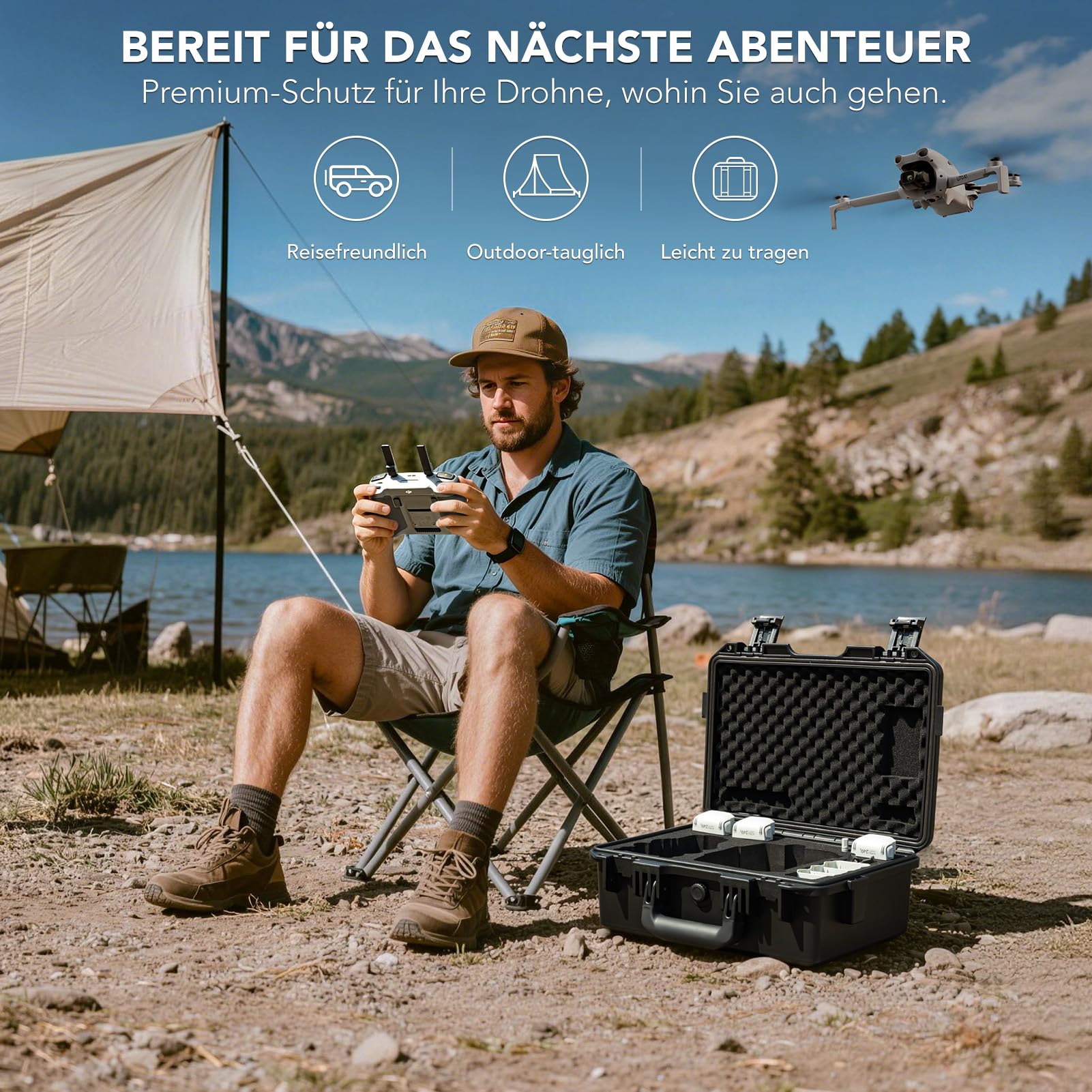 Lykus Titan LT110 Wasserdichter Koffer für DJI Lito 1/X1, RC2/RC-N3 | NUR KOFFER, Passend für Fly More Combo, RC Lanyard, Bis zu 7 Akkus, IP67 wasserdicht, Stoßfest, Inklusive Schultergurt
