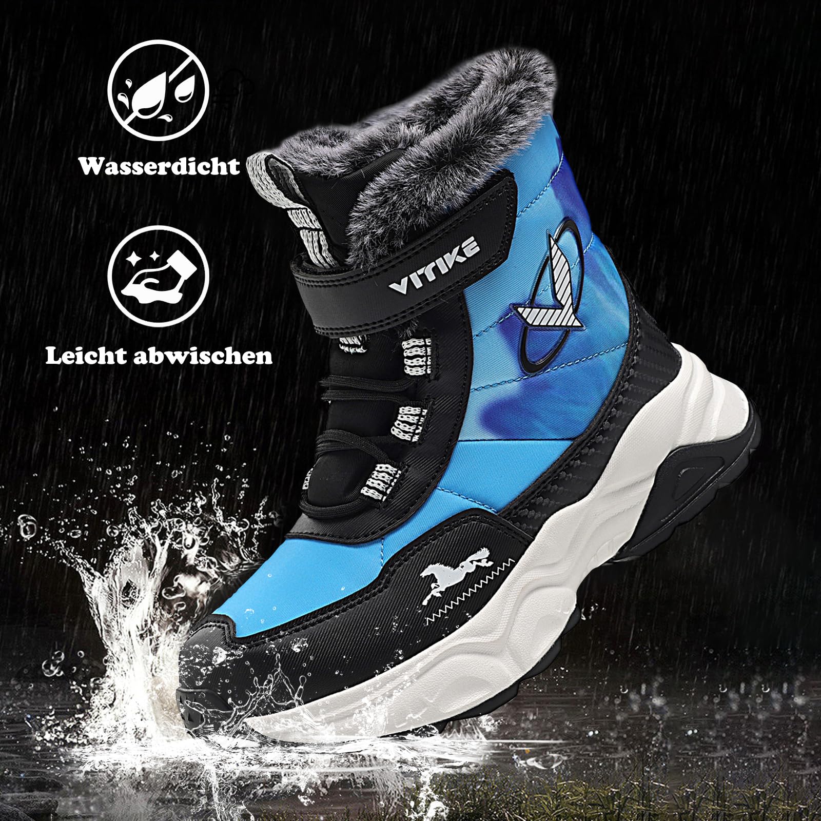 Scarpe da trekking per bambini, invernali, per bambini, calde, da trekking, antiscivolo, medie