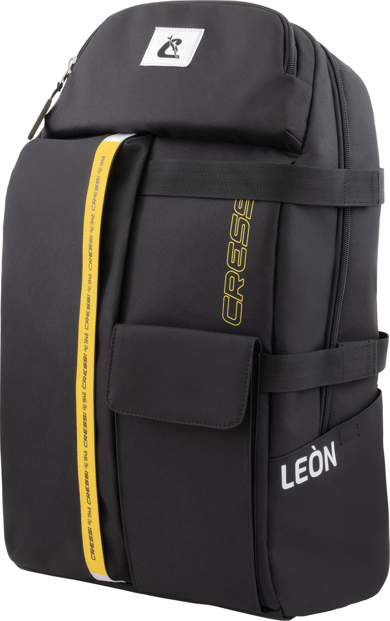 Cressi Depuis 1946-Leon Backpack-Sac à Dos Unisex Pratique et Fonctionnel Permet d'être Prêt à Tout, d'une Plongée Improvisée à Une Séance Rapide à la Salle de Sport ou à l'Étude, Noir/Jaune 22 L