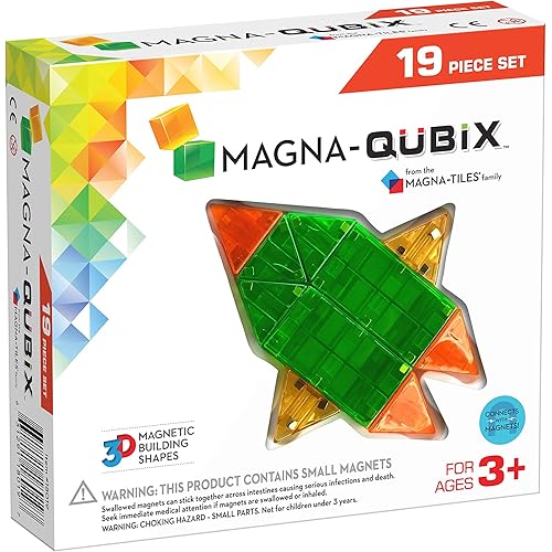 Magna-Qubix 19-Piece Set, The Original Magnetic Building Blocks for Creative Open-Ended Play, Educational Toys for Children Ages 3 Years +