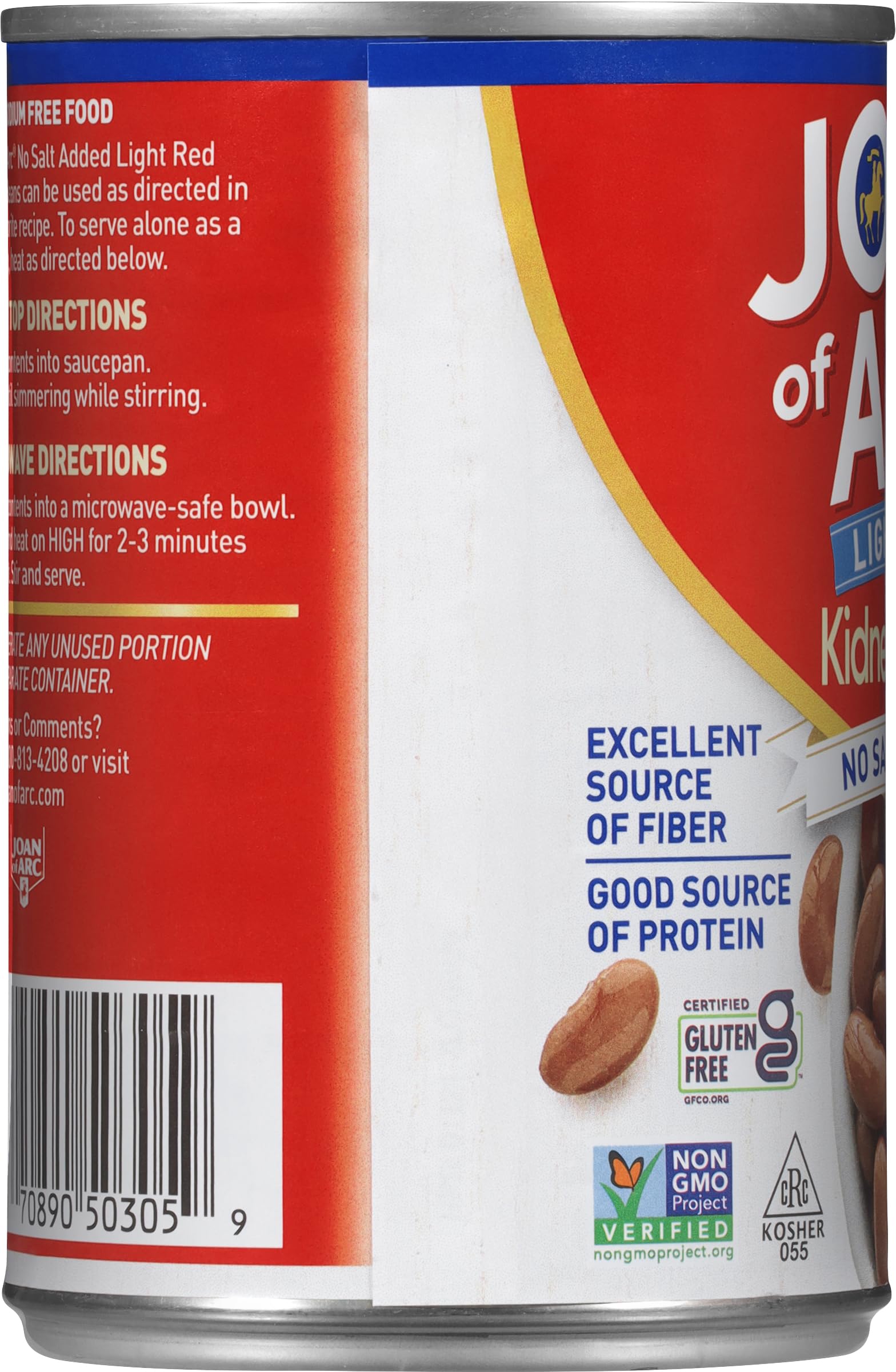 Joan of Arc Beans, No Salt Added, Light Red Kidney Beans, 15.5 Ounce (Pack of 12)