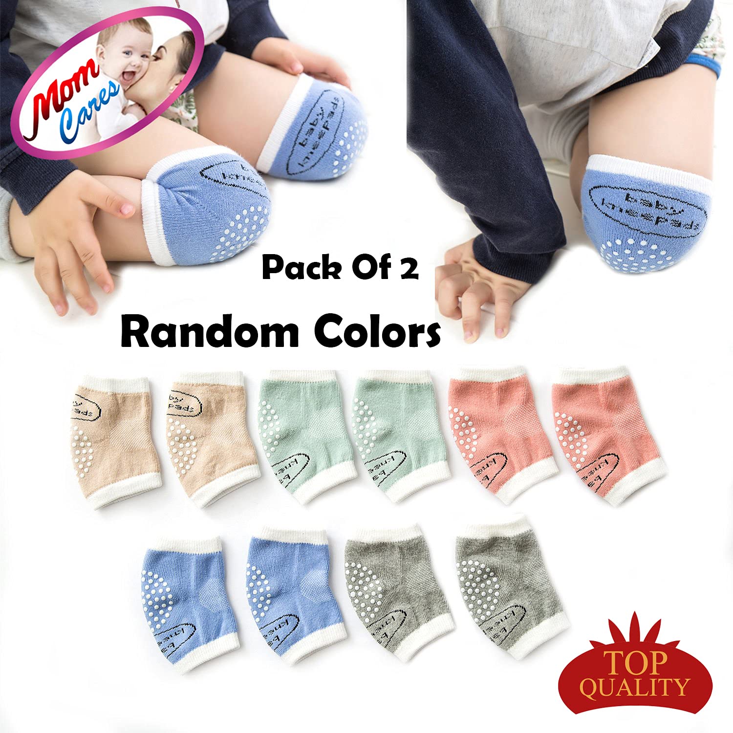 MOM CARE Baby Knee & Elbow Guard Pad For Crawling, Toddlers, Infant, Girl, Boys, Safety Protector Comfortable Cap for Leg and Hand Ideal for 6-12 Months Babies.(Set of 2 Pair)(Random colors) - Image 7 thumbnail