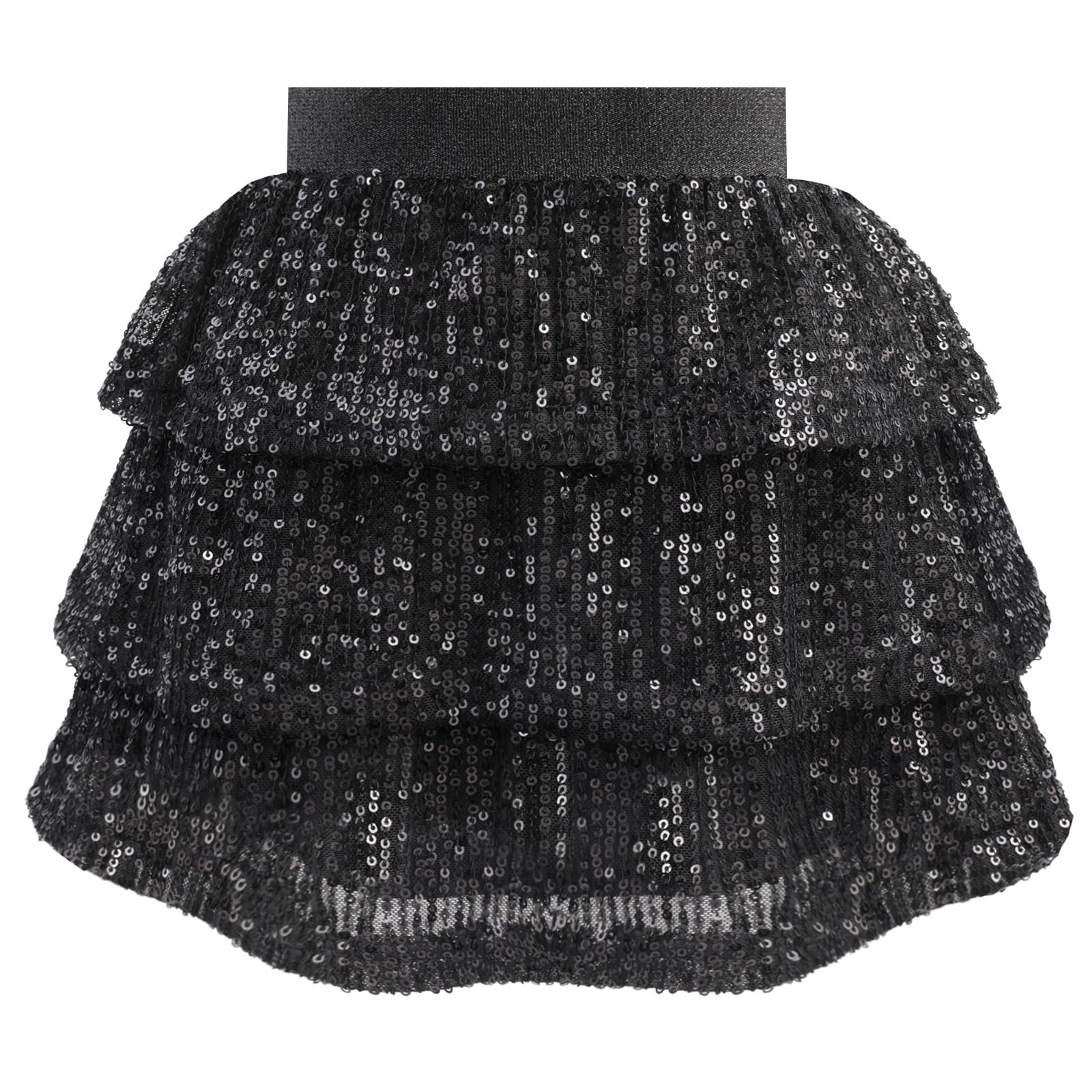 Bezioner Jupe Paillette Fille Jupe Sequin Scintillante Jupe Volant avec Taille élastique Jupe Patineuse Tenue de Fête Carnaval