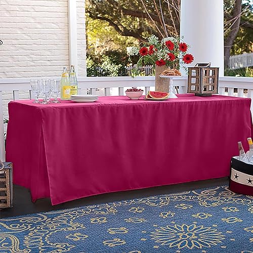 Miniatura 7 de Tablevogue Event Linens Mantel ajustable de microfibra lavable de 6 pies para mesa rectangular de bufé, fiestas, cena de vacaciones, granate
