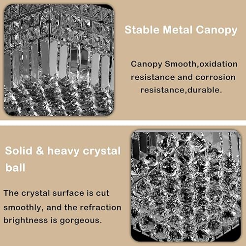 Miniatura 7 de CEENLI Lámpara de techo moderna de montaje empotrado de 4 luces, elegante lámpara de techo colgante de cristal para dormitorio, sala de estar,