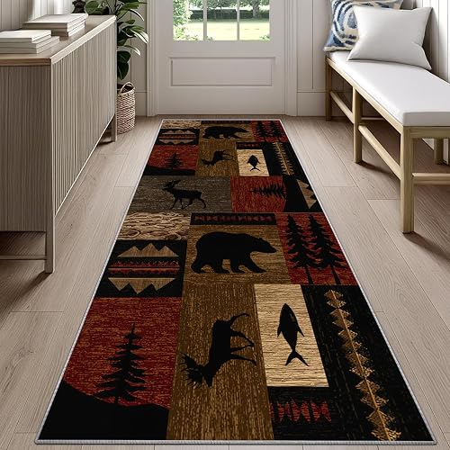 Reocahoo Lodge Cabin Western Rustic Runner Rug
