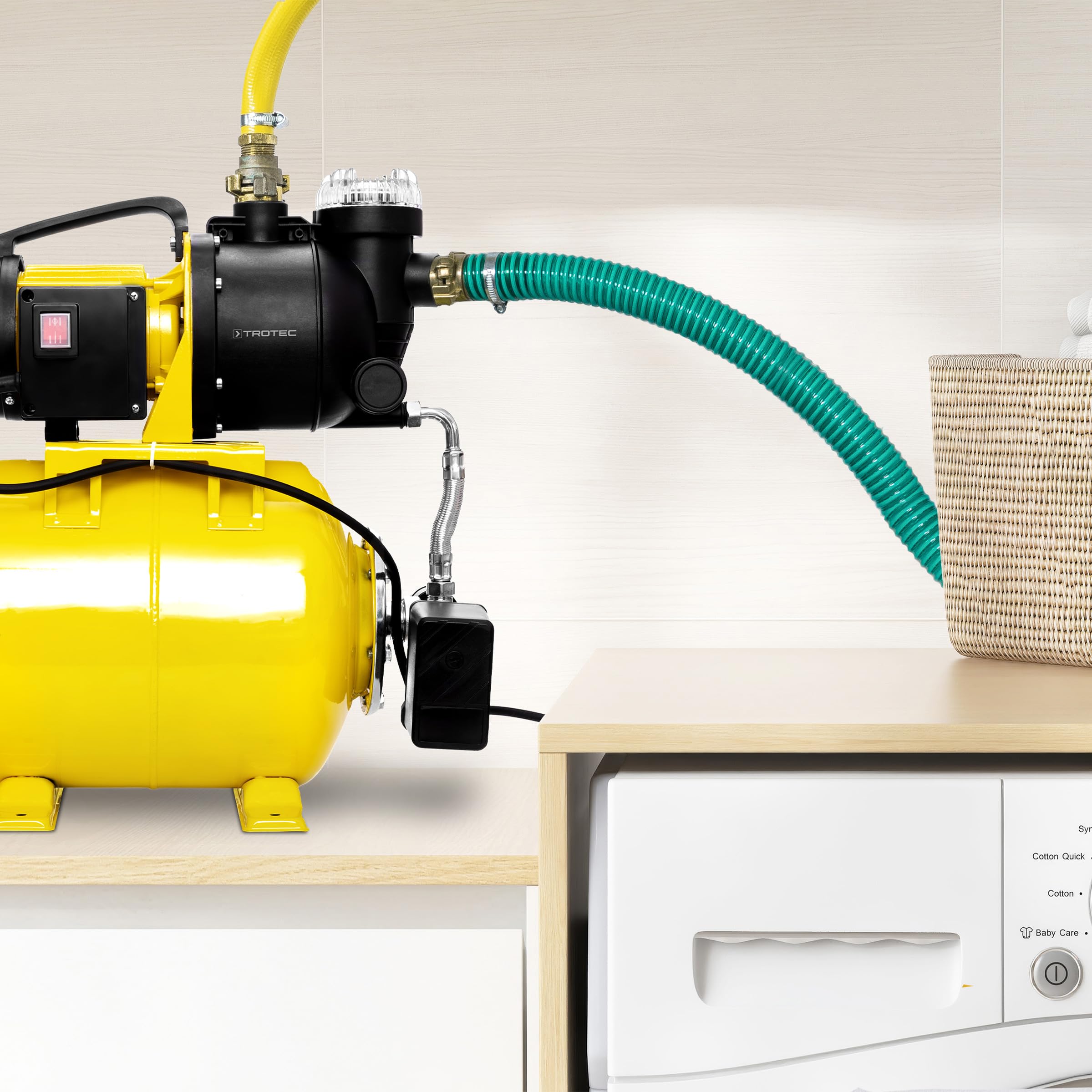 TROTEC TGP 1025 EF Hauswasserwerk mit Vorfilter – Edelstahl, 3.500 l/h, 1.000 W, 30 m Förderhöhe, für Brauchwasser und Garten