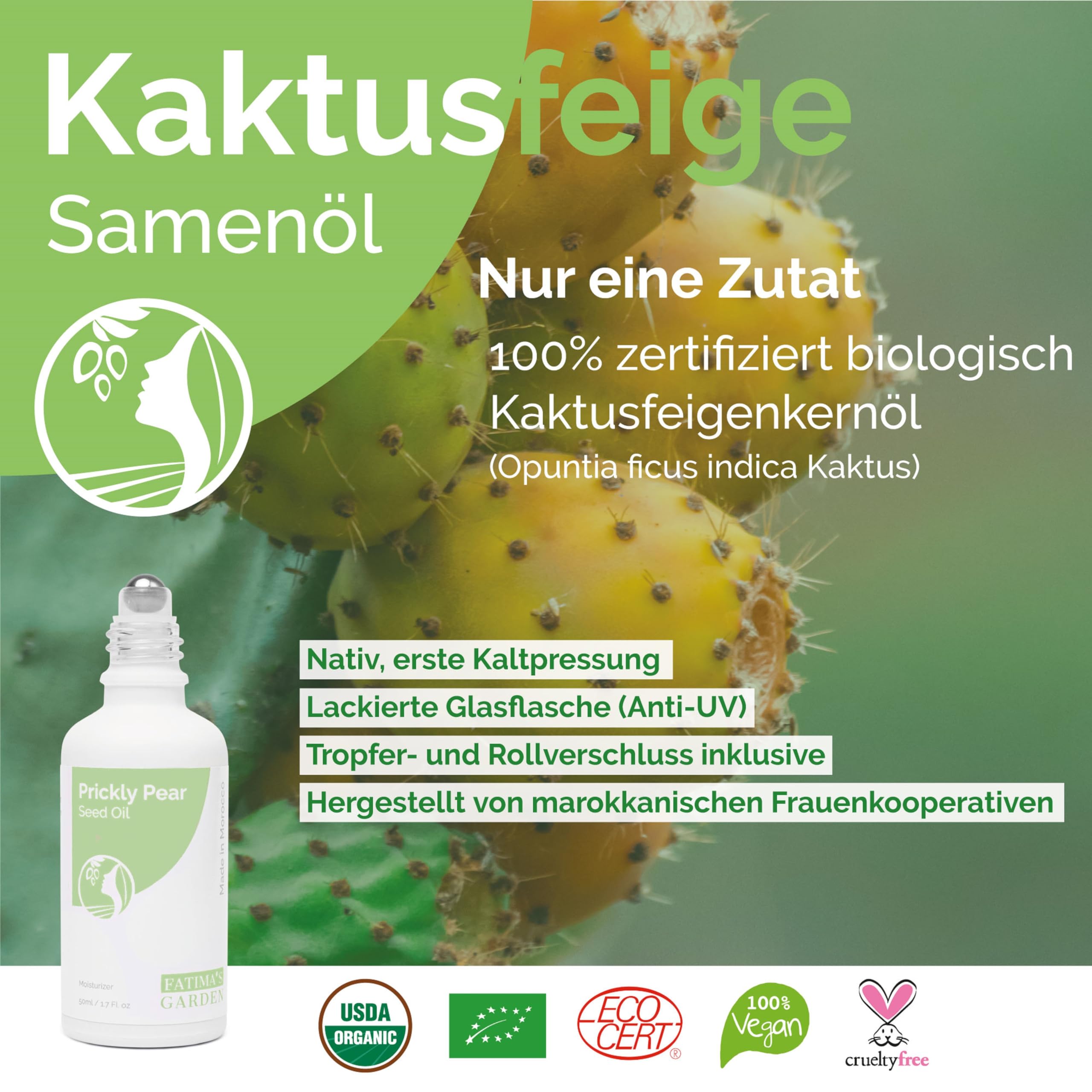 Fatima's Garden Kaktusfeigenkernöl - Bio Anti-Aging Serum, 50ml