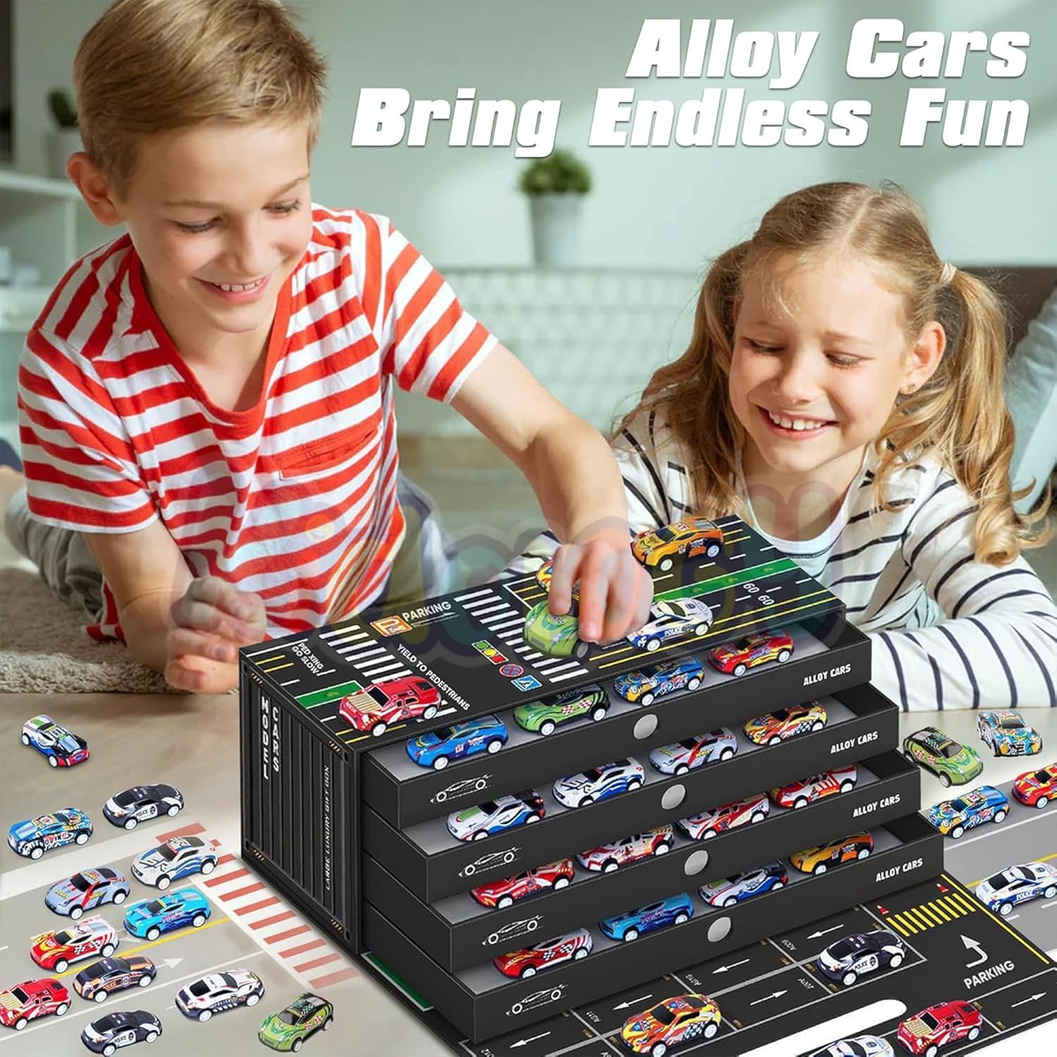 48 Pcs Pull Back Car Set, Alloy Racing Car Toys, Bulk Mental Trucks Toy Vehicles Set, Toy Cars for Kids Ages 3-8, Goodie Bag Stuffers, Mini Cars, Party Favors for Kids Boys & Girls 2