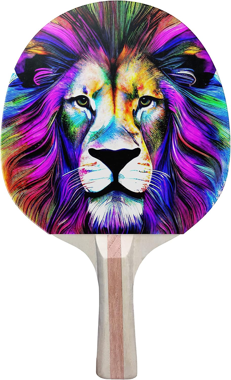 Colorful Lion Colorful Design Ping Pong Paddle, Premium 5 Ply Table Tennis Racket (Black on Back)