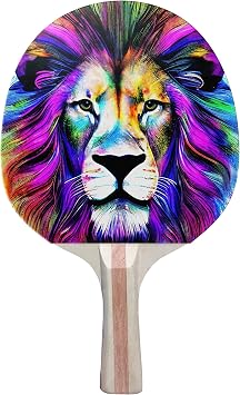 Colorful Lion Colorful Design Ping Pong Paddle, Premium 5 Ply Table Tennis Racket Black on Back