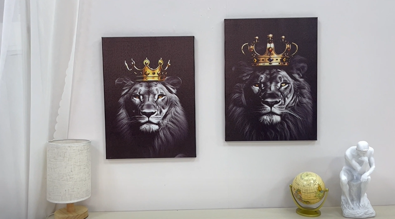 Amazon.com: ZXHYWYM Lion and Lioness Canvas Wall Art 2 Pieces Lion