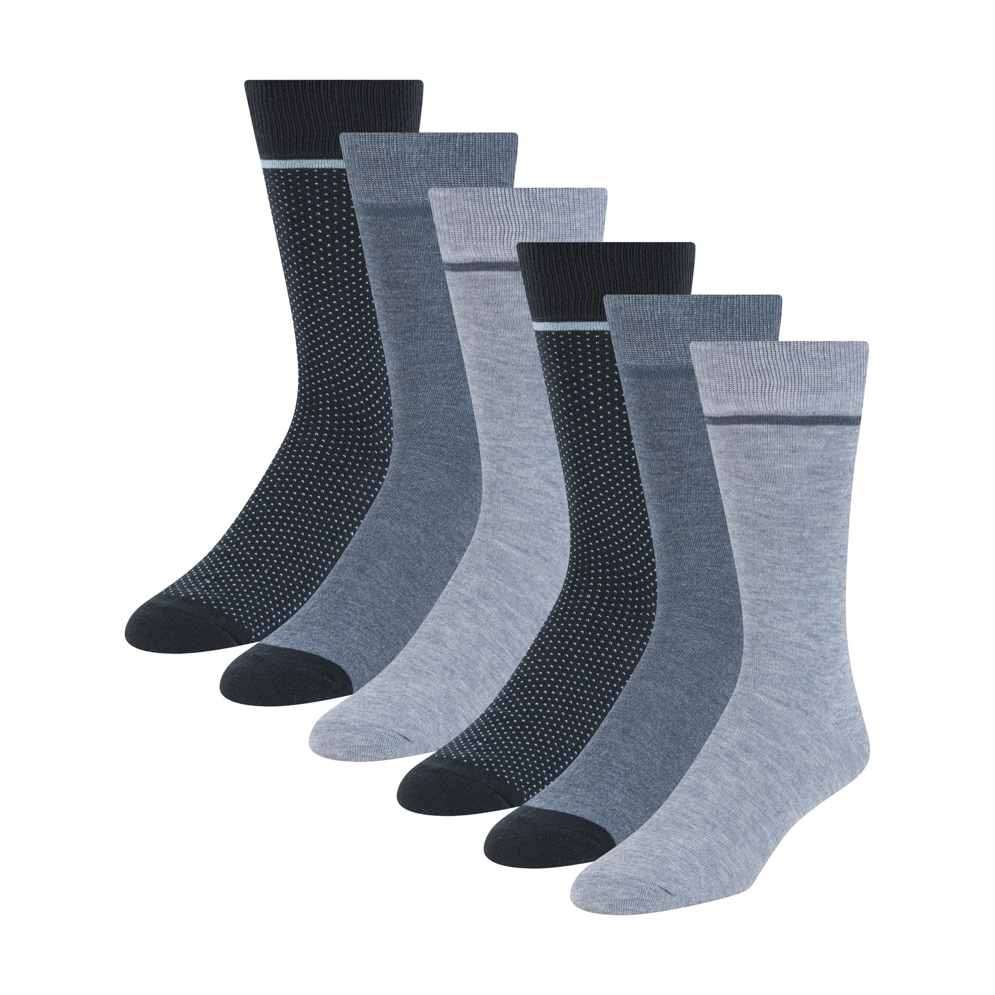 Ted Baker Men's Denim Heather/Navy 6 Pack Solid Crew Dress Socks, Blue, Os, One Size