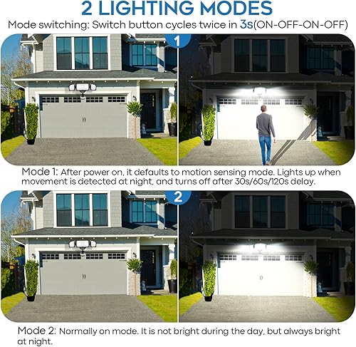 Miniatura 4 de Paquete de 2 luces LED con sensor de movimiento para exteriores, luces de inundación de 38 W y 4200 lúmenes, luces con sensor de movimiento para