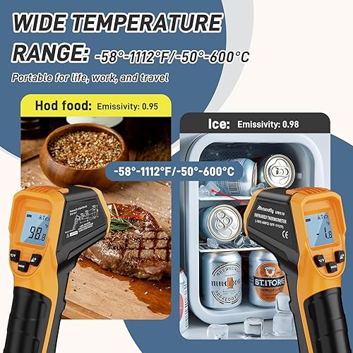 Miniatura 5 de Termómetro infrarrojo pistola de temperatura -581112 (-58.0 F  1,112.0 F) Termómetro infrarrojo láser digital IR con caja de regalo de