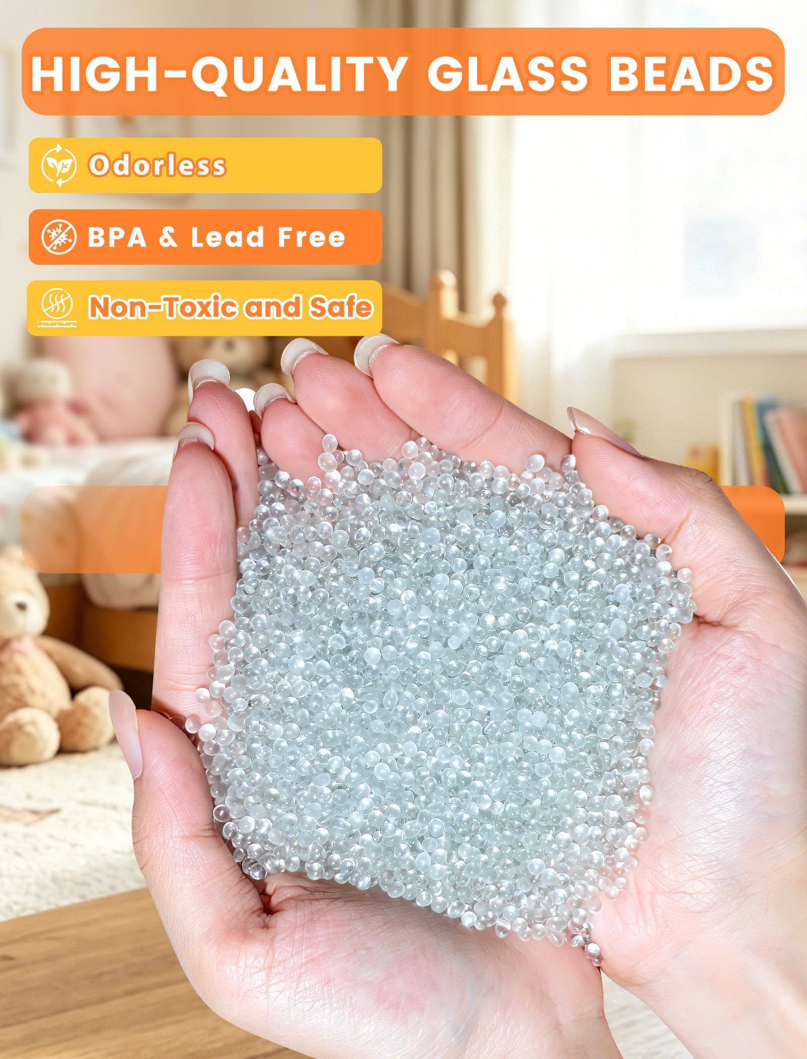 5KG Perle di Vetro Ponderate 2-3 mm per Coperte Ponderate e Peluche – Riempimento Premium per Cuscini, Bambole Reborn, Sacchi da Tiro e Progetti DIY