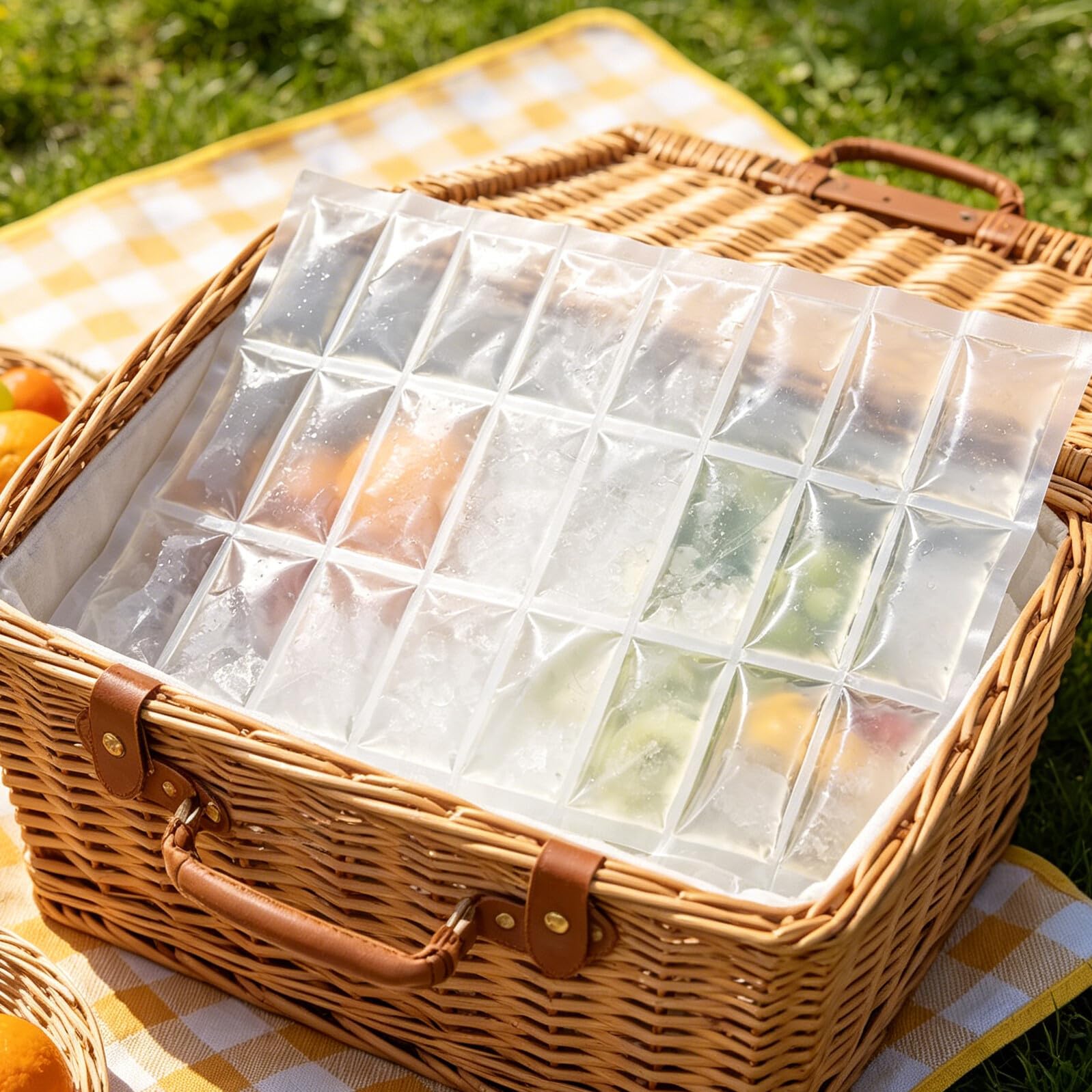 YARNOW Borsa Ghiaccio Riutilizzabile Gel a Griglia Flessibile per Conservazione Cibo e Campeggio, per Frutta e Panini