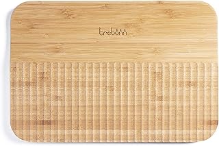 Trebonn - Wave Chop & Slide, Tagliere in bambù con Pattern Guida-Taglio E Canale Raccolta Cibo, con Fondo Antiscivolo (30x20 cm)