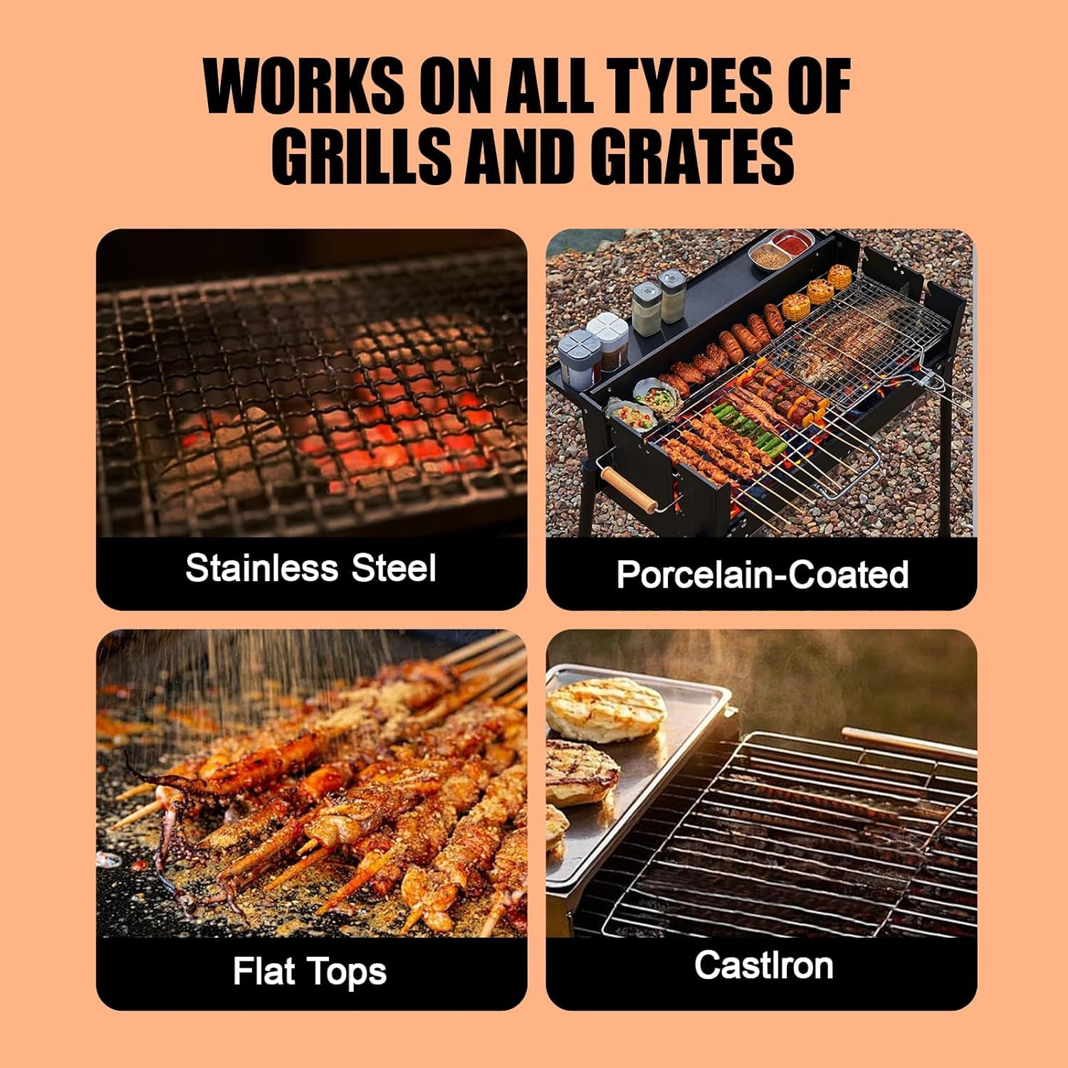 Cepillo eléctrico Recargable inalámbrico para Barbacoa, Limpiador de Parrillas de Acero Inoxidable para barbacoas de Exterior y de Cocina.
