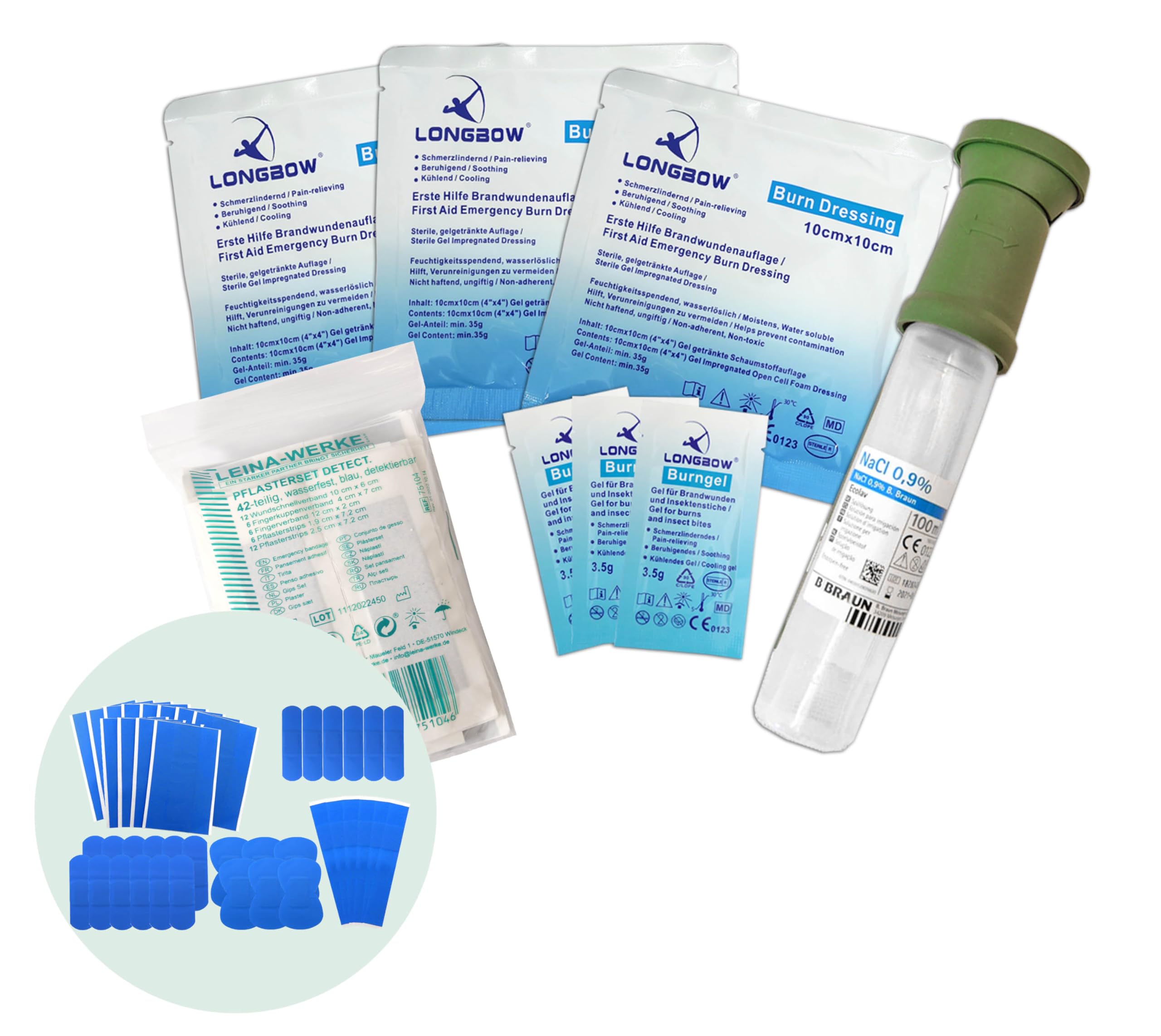 Erste-Hilfe-Koffer GASTRO M5+ Komplettpaket für Betriebe nach aktueller DIN/EN 13157 inkl. Augenspülung + Brandgel + detektierbare Pflaster + Hydrogelverbände + Aushang &Aufkleber