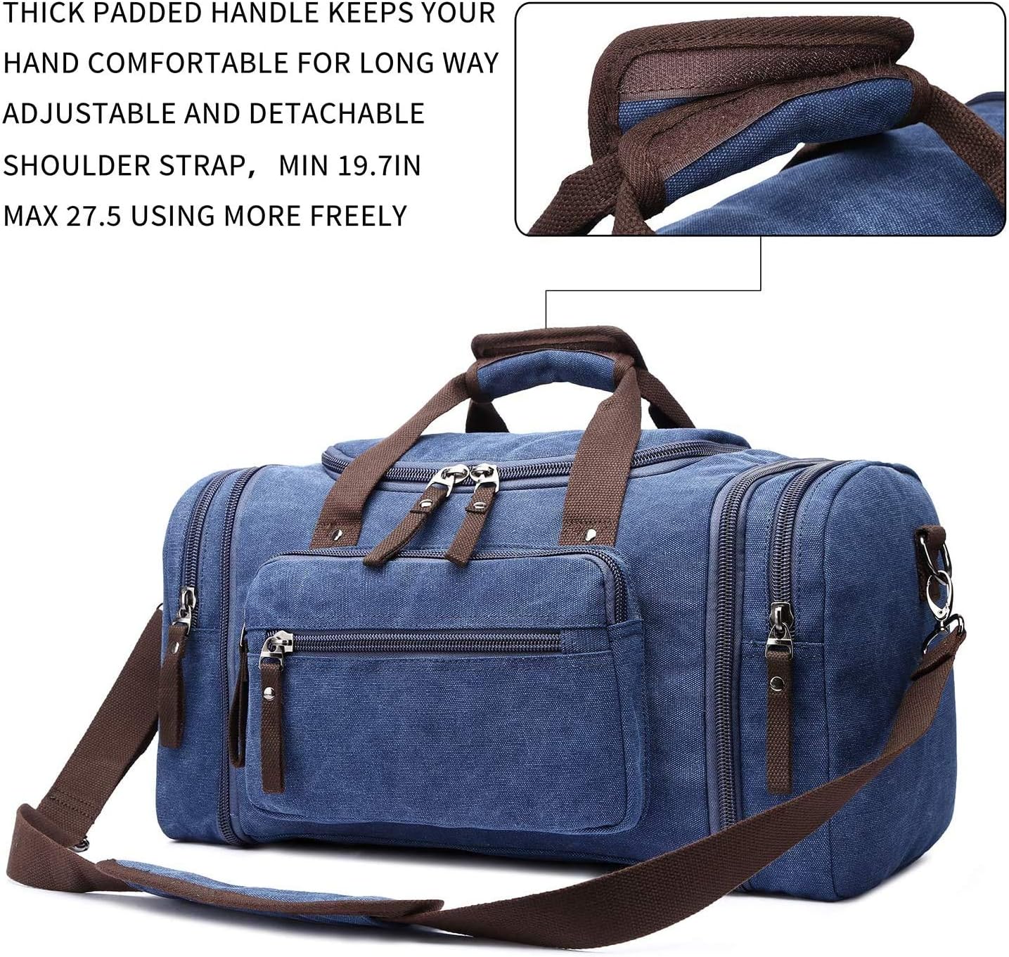 Duffle Bag for Travel Canvas Expandable Duffel Bag Weekend Bag Carry On Luggage Bag Travel Bags for Men Duffle Bags for Airplanes TELOSPORTS (BLUE)
