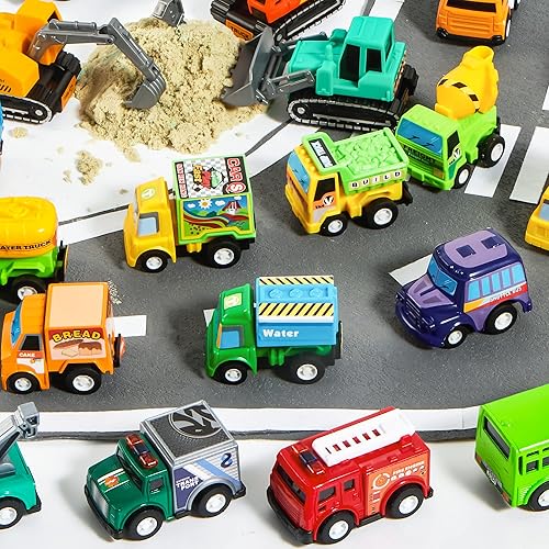Miniatura 7 de Juego de 18 piezas de auto con tracción en varios modelos de camión auto de carreras alimentado por fricción para niños pequeños niños y niñas
