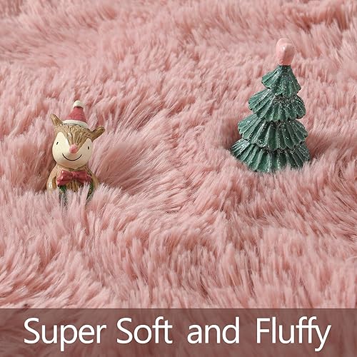 Miniatura 2 de Alfombras de área para sala de estar, alfombra mullida súper suave para dormitorio, alfombra peluda color rubor de 4 x 5.9, alfombra de felpa para