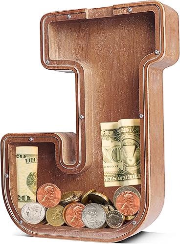 UBeesize Alcancía de madera extra grande de 12 pulgadas, alcancía de letras para niños y niñas, banco de monedas para niños, Navidad, cumpleaños,