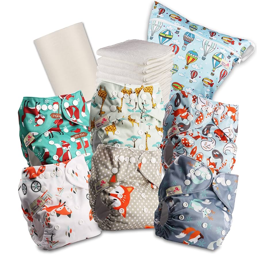 Littles&Bloomz] Baby Washable Reusable Real Cloth Pocket Nappy Diaper Cover Wrap Suits Birth To Potty One Size Nappy Inserts 18459