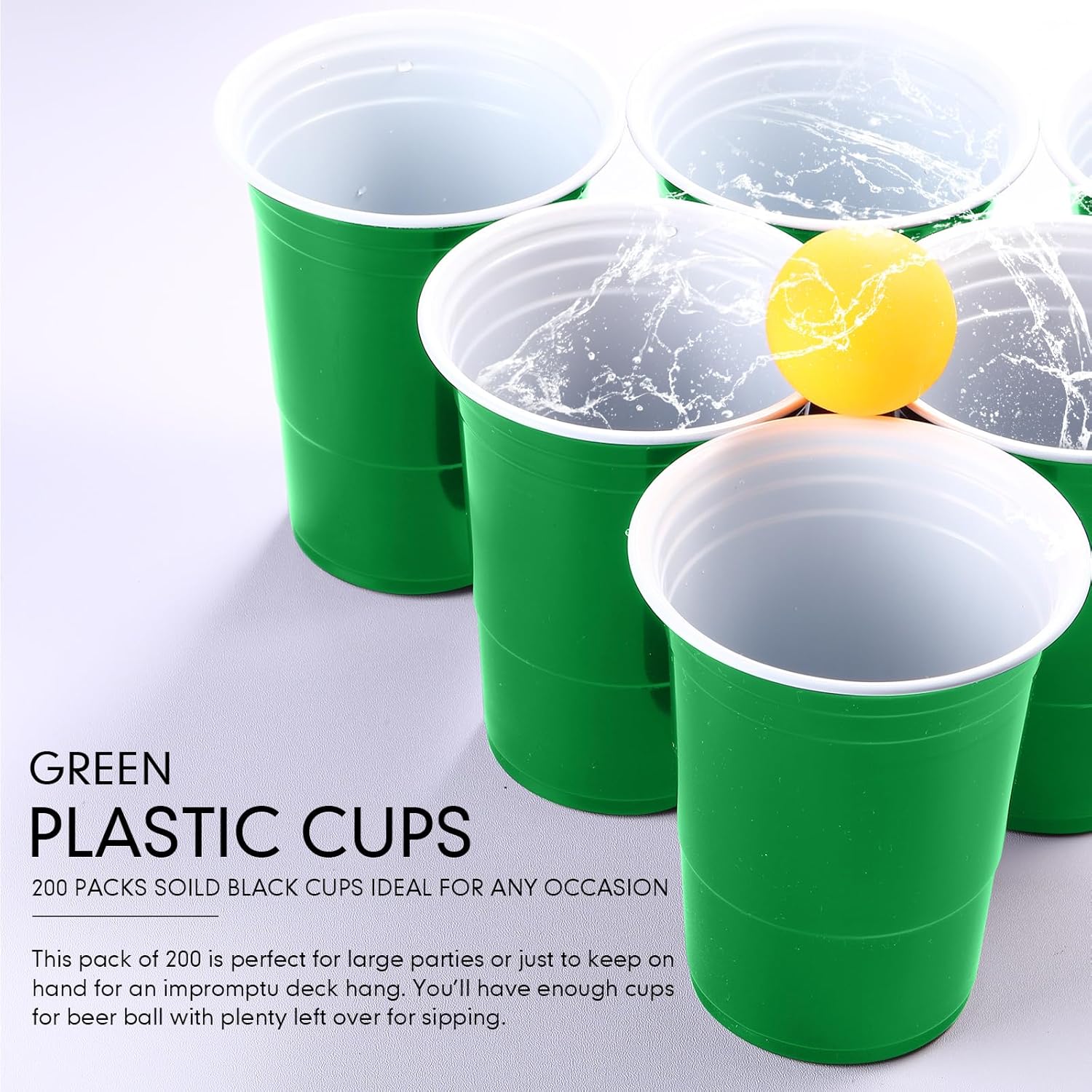 Mimorou Green 200 Pack 16 oz Plastic Cups Bulk, Disposable Party Plastic Cup for St Patricks Mardi Gras Wedding Stackable Beverage Drinking Tumbler Heavy Duty for BBQ Birthday Baby Shower Graduation - Image 4