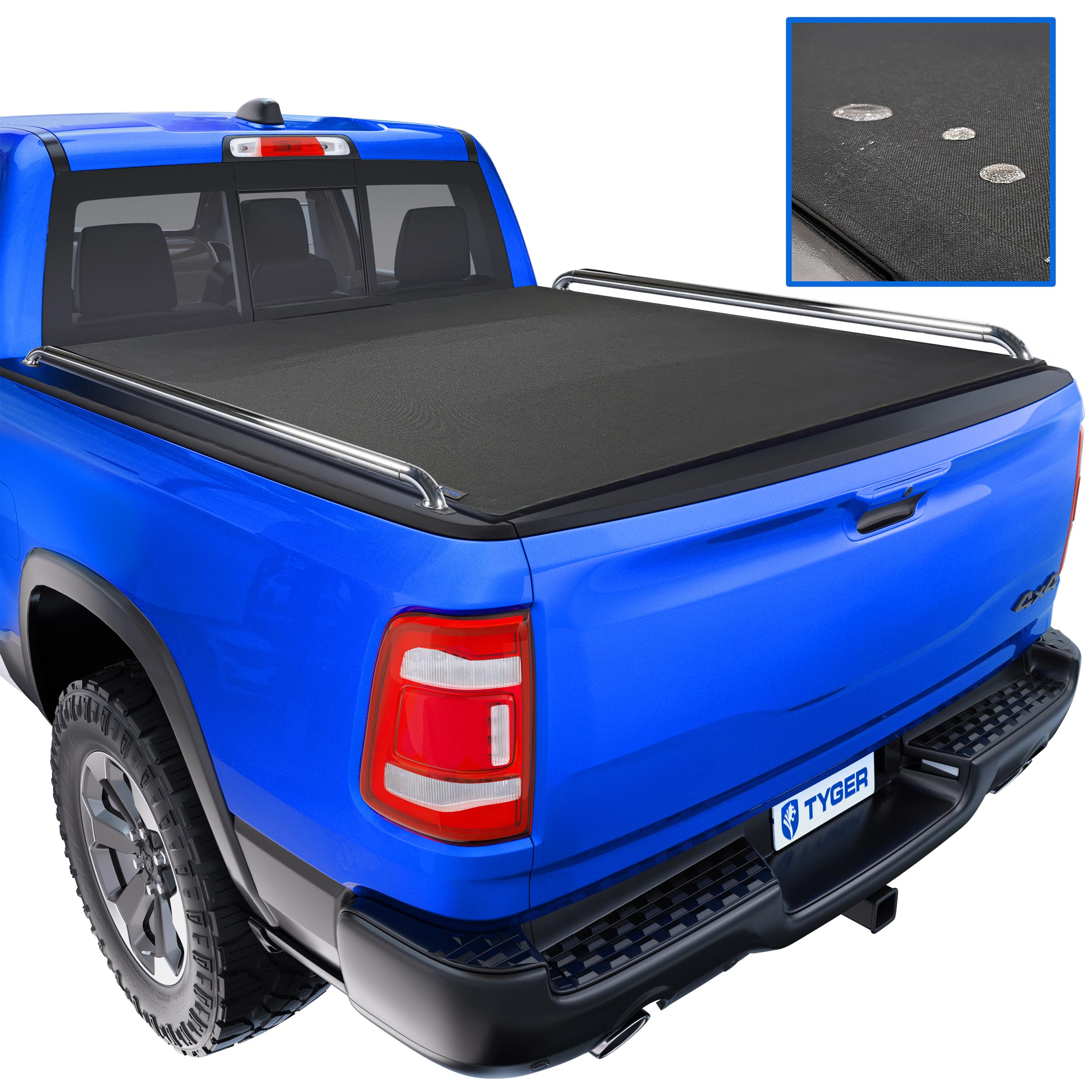 tyger auto t2x low profile soft roll-up in fabric truck bed tonneau cover compatible with 2019-2026 ram 1500 (not fit 19-24 classic) | 6'4" (76") bed | tg-bcxd3952