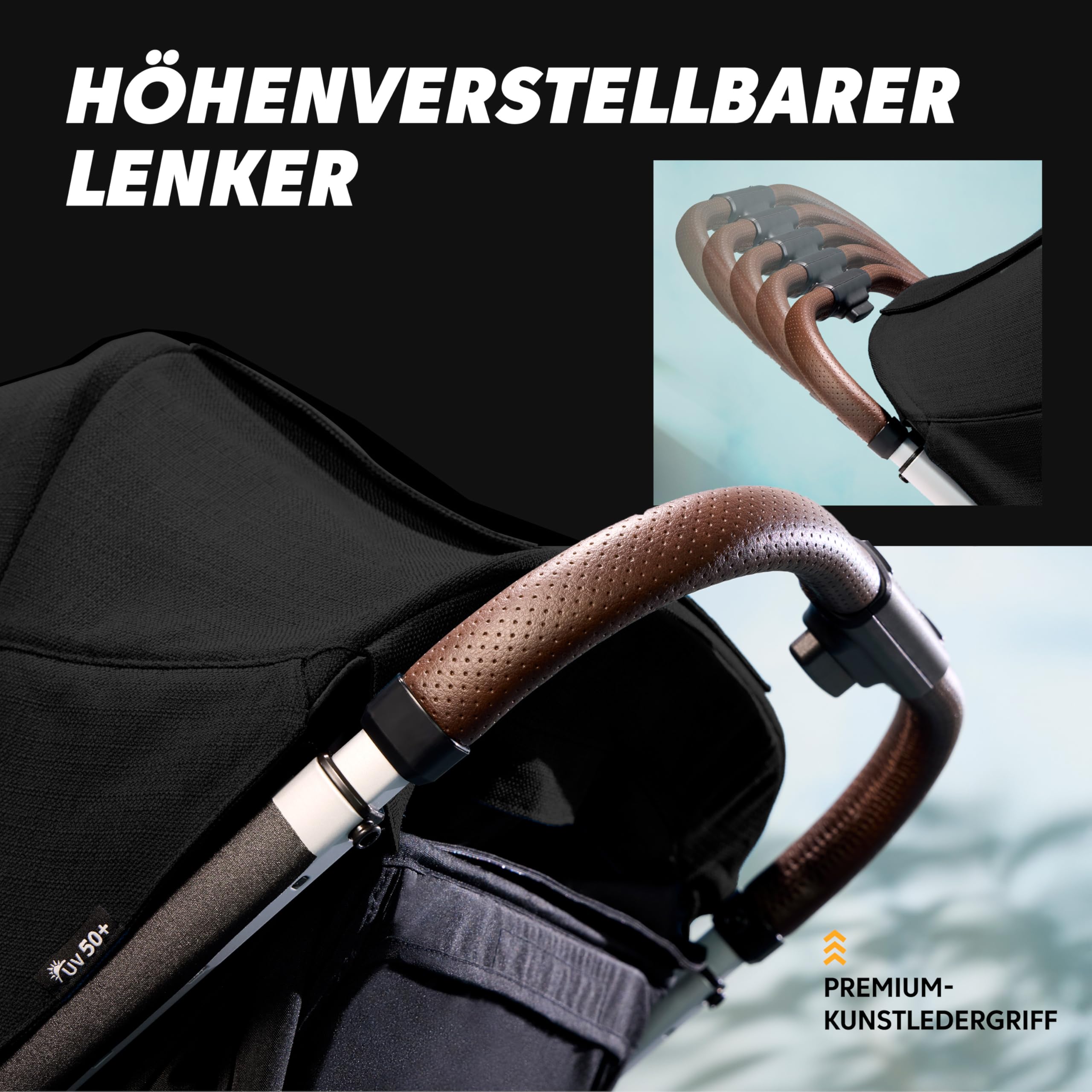 Baby Jogger City Mini GT3 Kinderwagen | Geländetauglicher Buggy | Leichter, faltbarer Reisebuggy | Rich Black (Schwarz)
