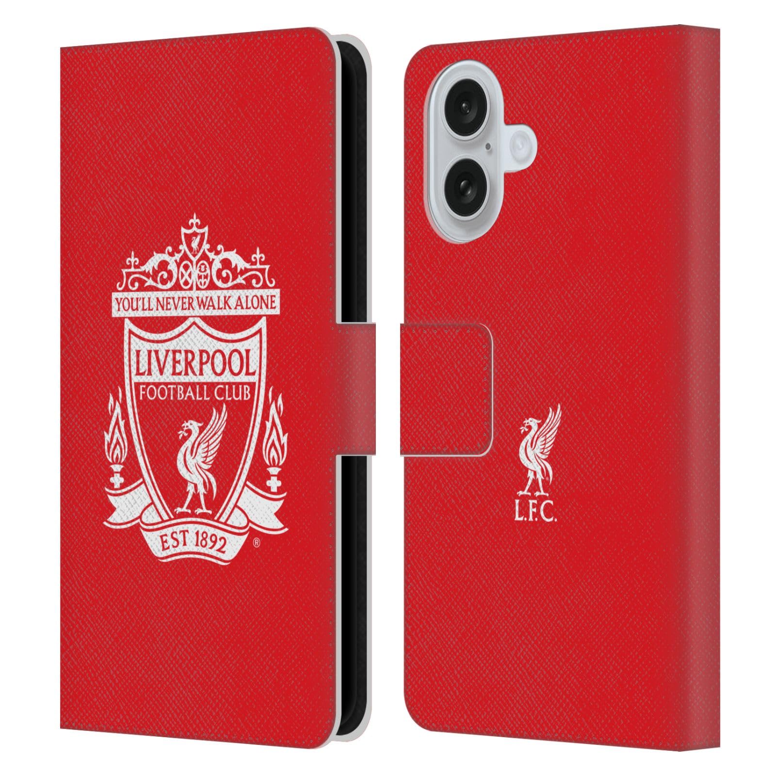 Head Case Designs Officially Licensed Liverpool Football Club Red 2 Crest 1 Leather Wallet Case Compatible With Apple iPhone 16