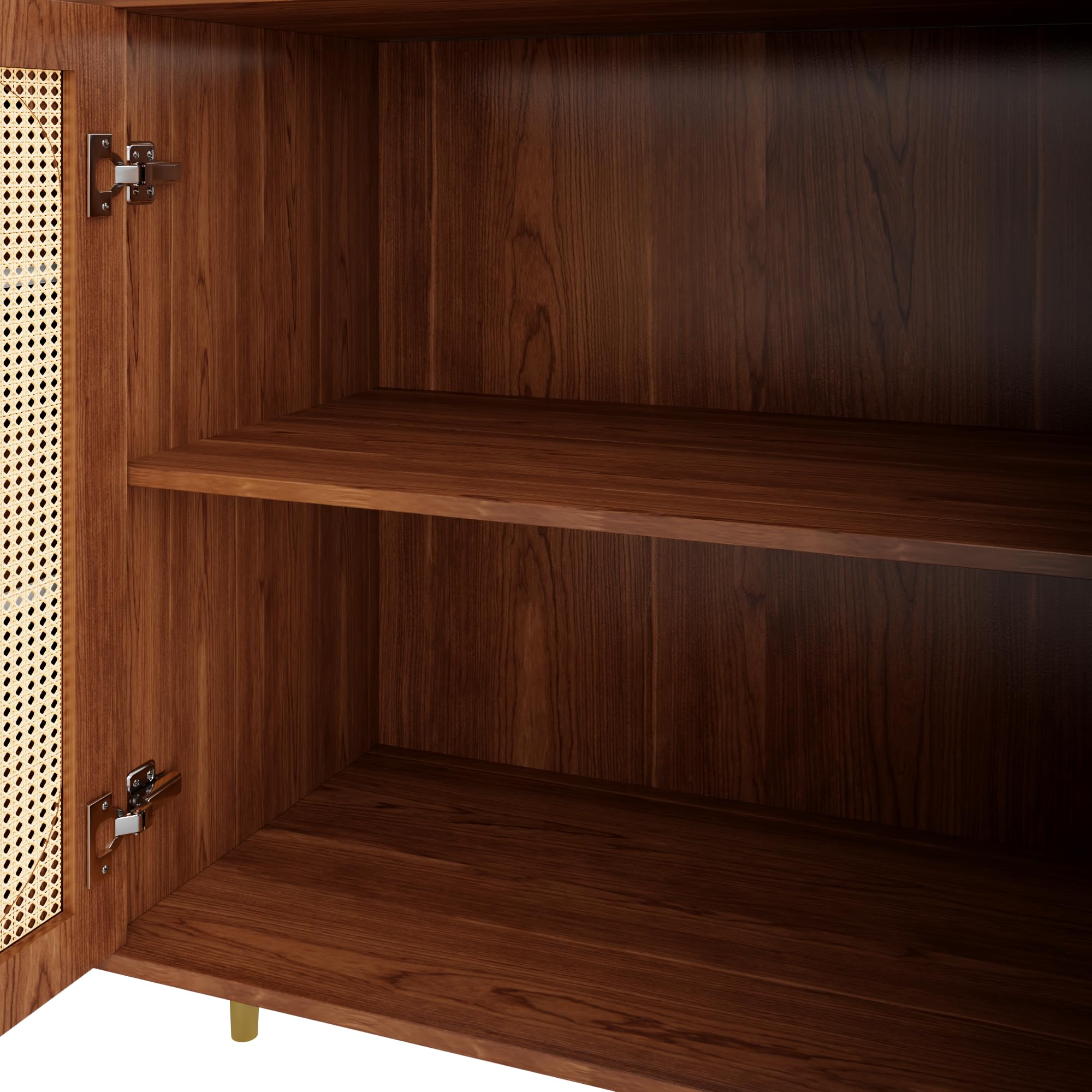 Lexiou Aparador de ratán con cajón, armario de madera independiente, cocina, hogar, salón, marrón, 160 x 40 x 90 cm