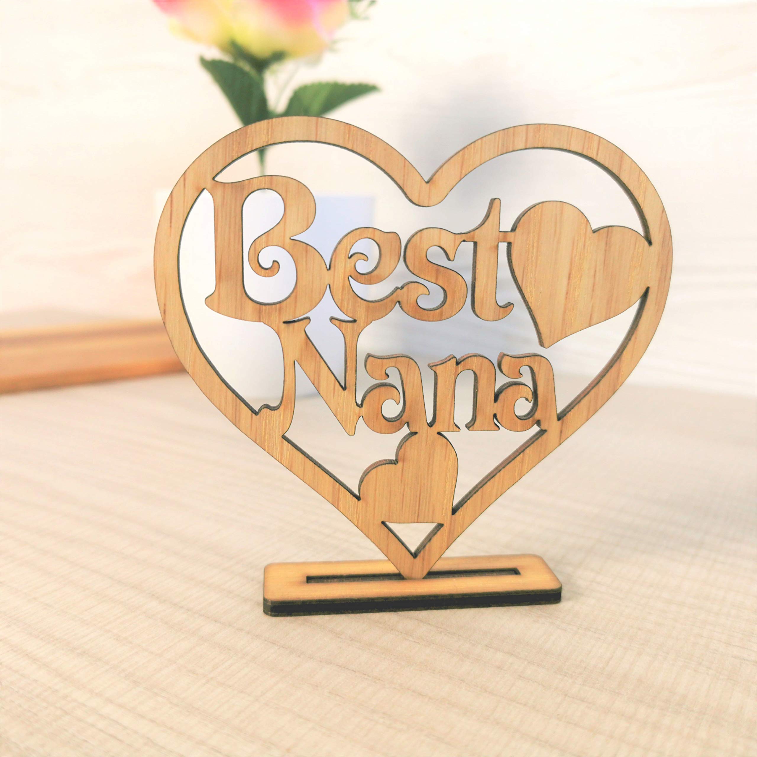 Fancy Crafts Light Brown Happy Mothers Day Birthday Gift Best Mum Nanny Grandma Nana Heart Plaque (Best Nana)